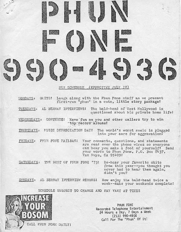 Phun Fone Schedule July 1975